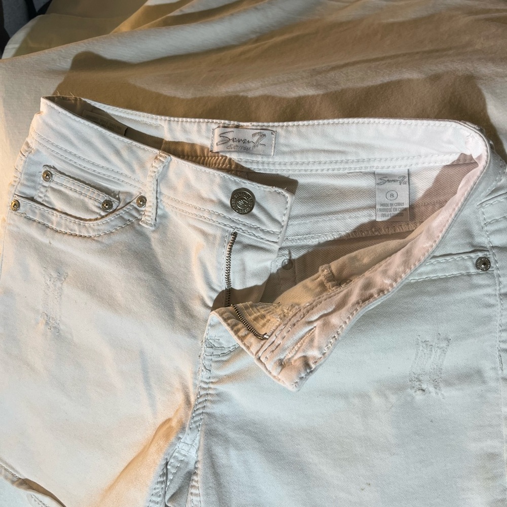 Seven7 White Distressed Denim Shorts - Picture 3 of 8